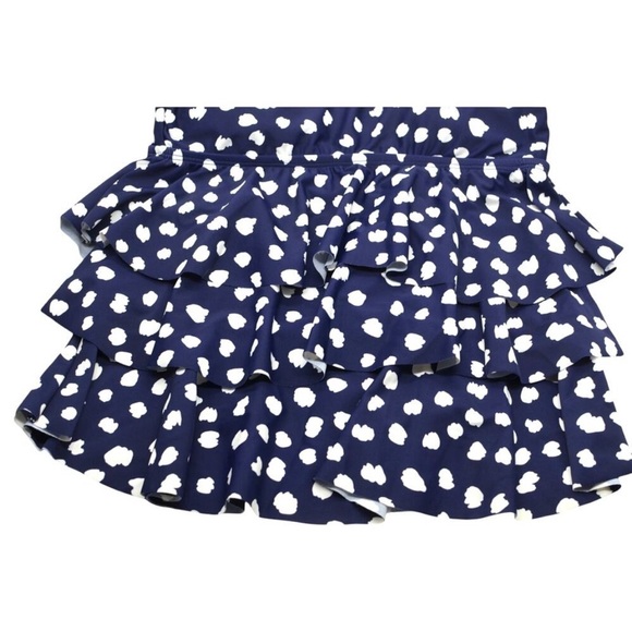 Island Escape Women's Triple Tiered Tankini Top in Navy Blue & White Polka Dots - Picture 7 of 16